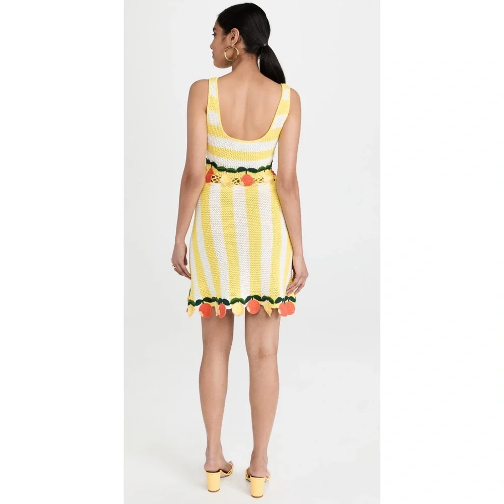 Staud $345 Knit Embroidered Citrus Wallflower White Stripe NWT Small - Picture 5 of 6